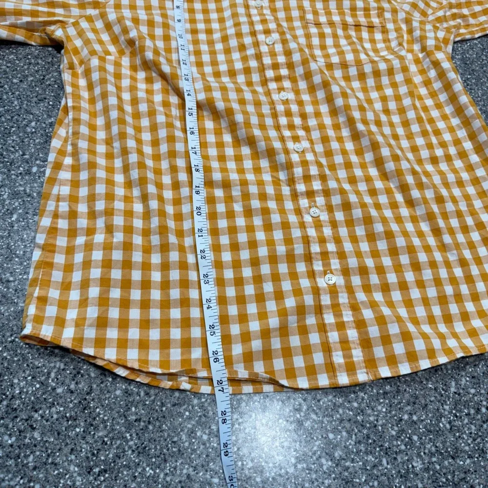 J.Crew Womens Orange Gingham Check Button Down Shirt Long Sleeve Size L Preppy
